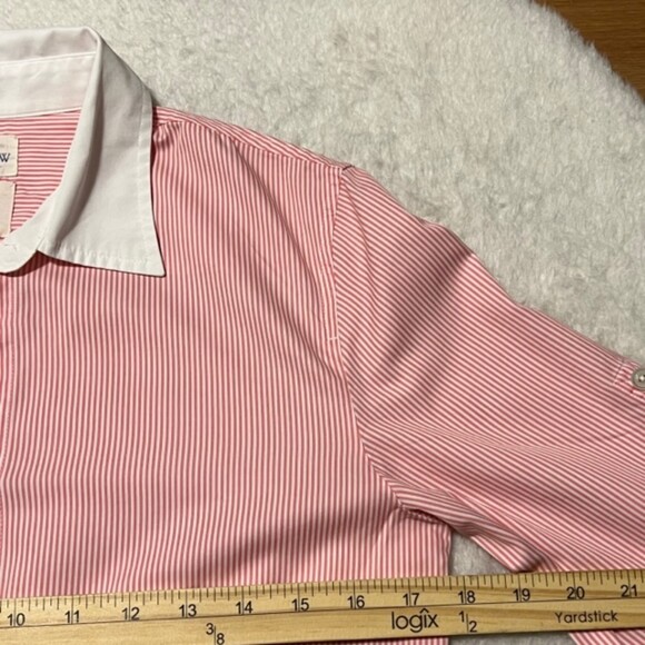J. Crew Pink Striped 100% Pure Cotton Button Down Long Sleeve Shirt Size 0 - Picture 9 of 10